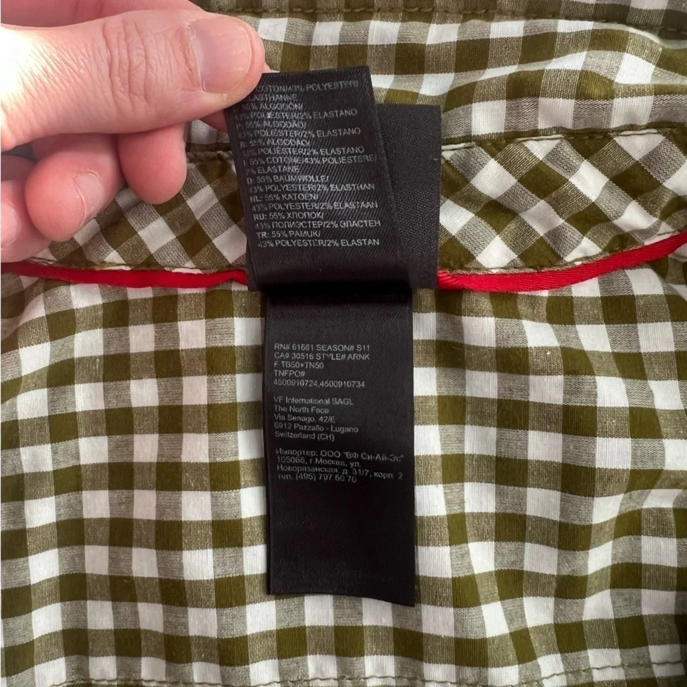 The North Face Men's Green Checkered Shirt Button Down Size Small